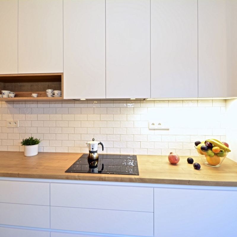 kuchyně s cihlovým obkladem